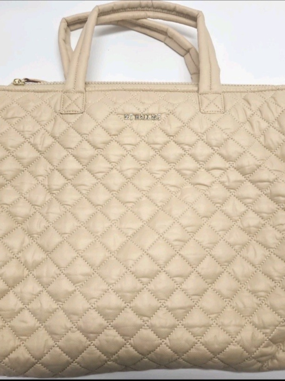 MZ WALLACE- Large Box Tote, Crossbody Strap. Beige
